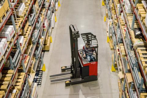 reach forklift in warehouse